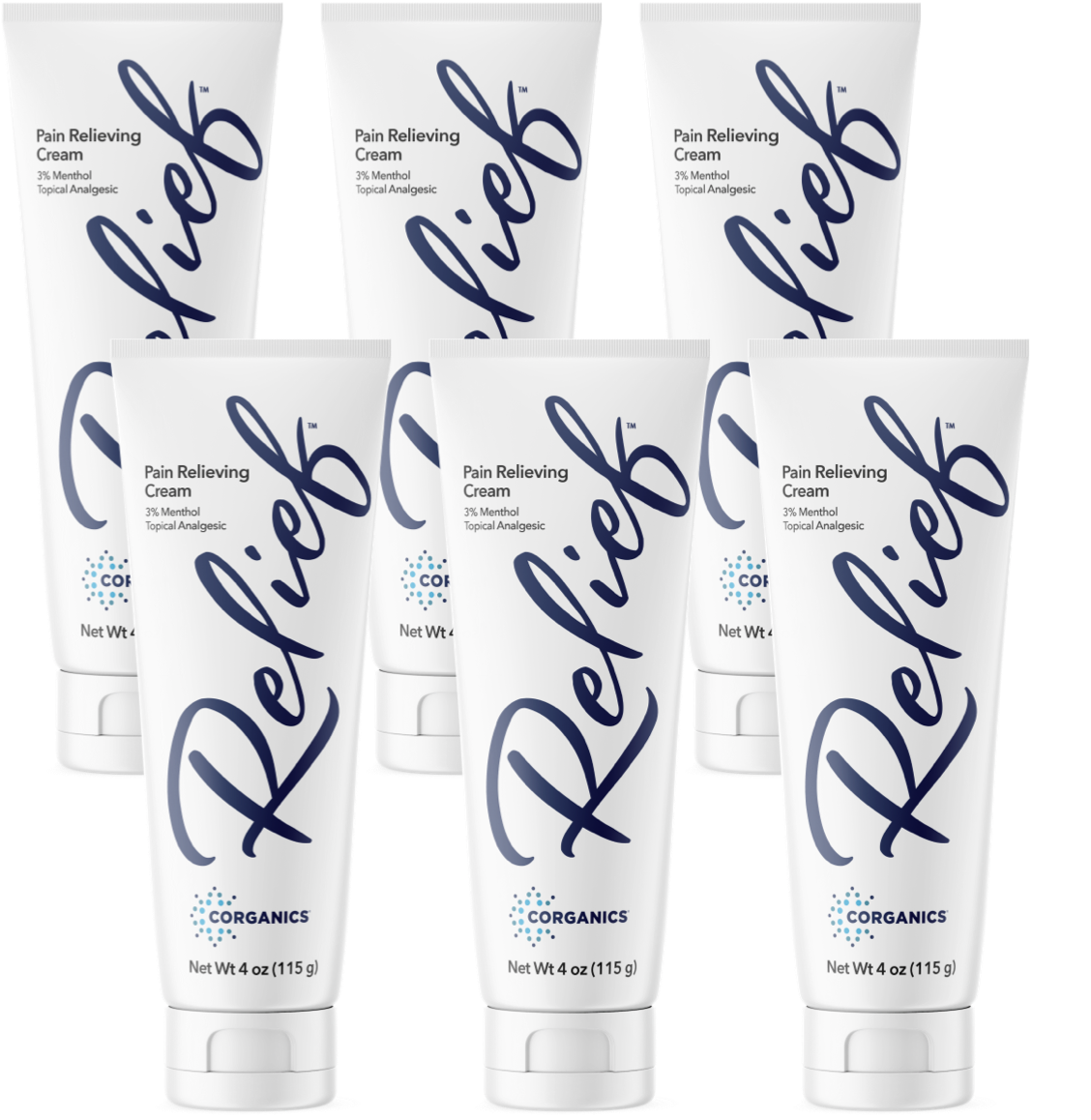 Corganics 6 Pack Relief Cream (4oz. Tubes)