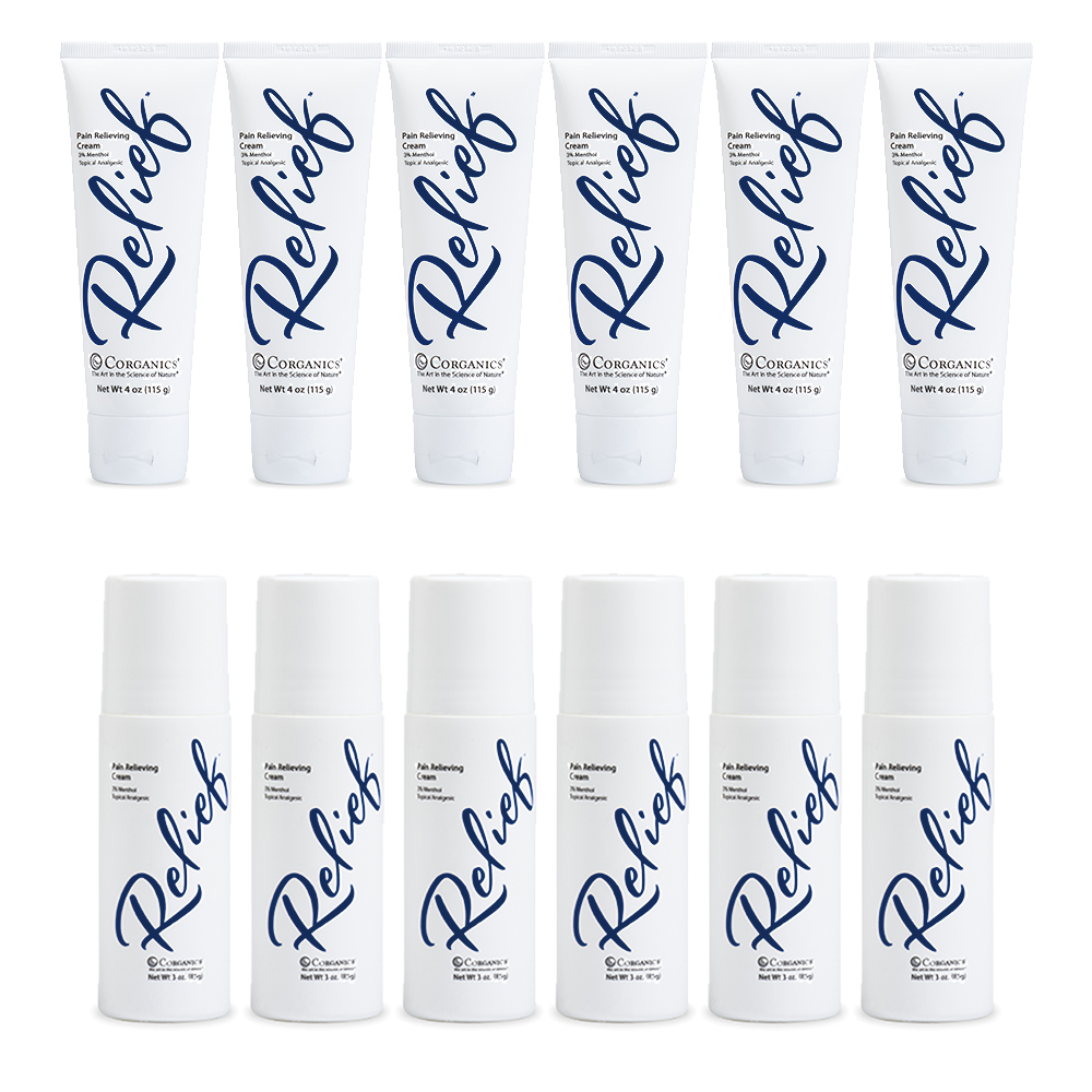 Pro Bundle - Corganics Relief Includes 6 Cream (4 oz.) + 6 Roll-On (3 oz.)